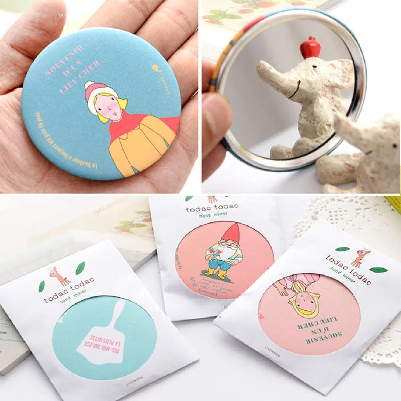 Новое Женское косметическое зеркало с мультяшным рисунком портативное