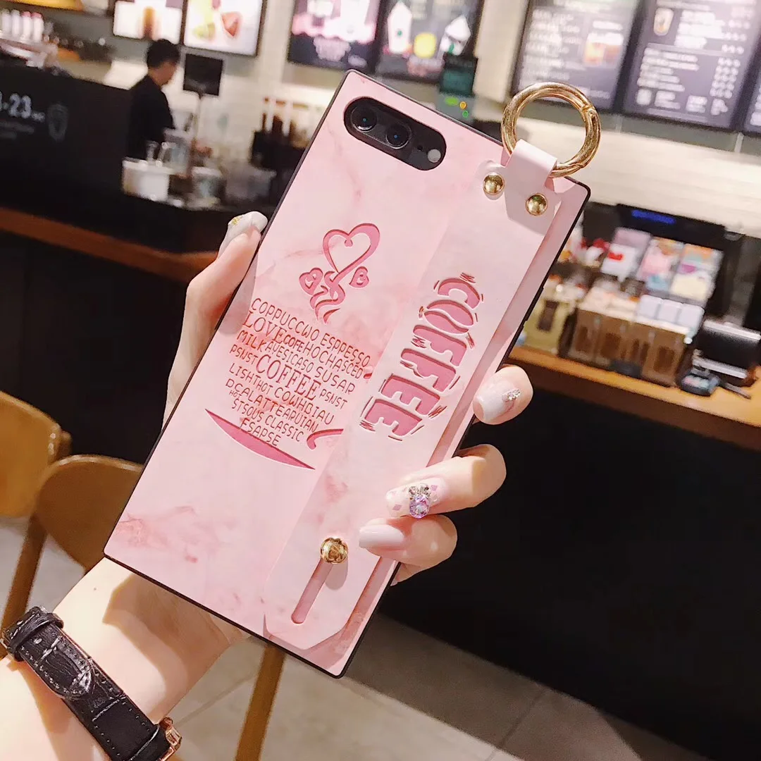 Hxairt розовый браслет love квадратный чехол для iPhone X 8 7 6 s плюс ТПУ Силиконовая задняя