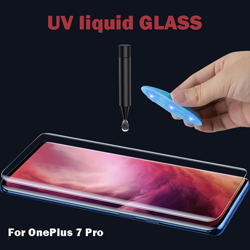 УФ Полный Клей закаленное стекло для OnePlus 7 Pro протектор экрана изогнутое OnePlus7