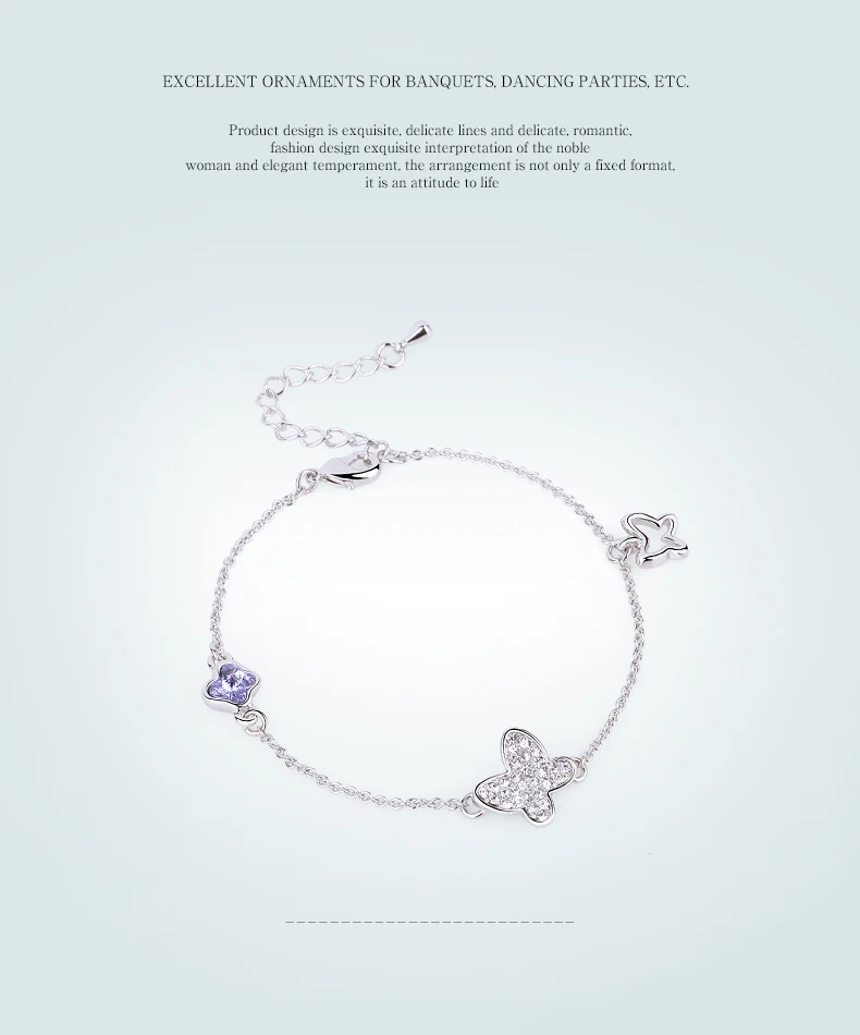 WARME FARBEN Кристалл от браслеты Swarovski для женщин бабочка кристалл Щепка-разноцветные на цепочке браслет ювелирное изделие подарок для леди