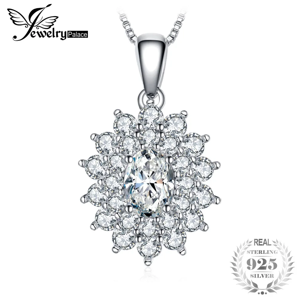 Jewelrypalace Роскошные 2.2ct кубического циркония кулон Цепочки и ожерелья Мода 925