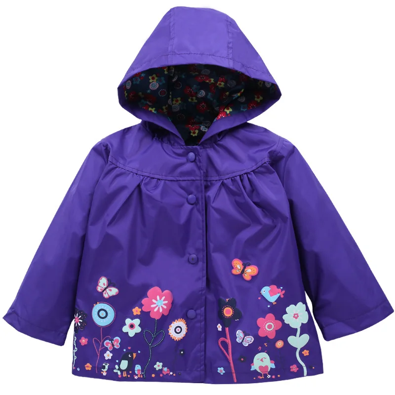 Navy blue Куртки для девочек с милым принтом; Новинка года; Детский свитер; детская куртка с длинными рукавами; детская ветрозащитная верхняя одежда; плащ для девочек - Цвет: Navy blue