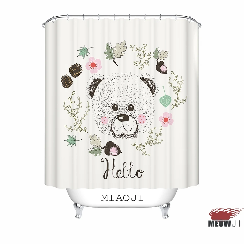 [MIAOJI] &ltакварельные животные&gt печатная ткань занавеска для душа медведь лиса