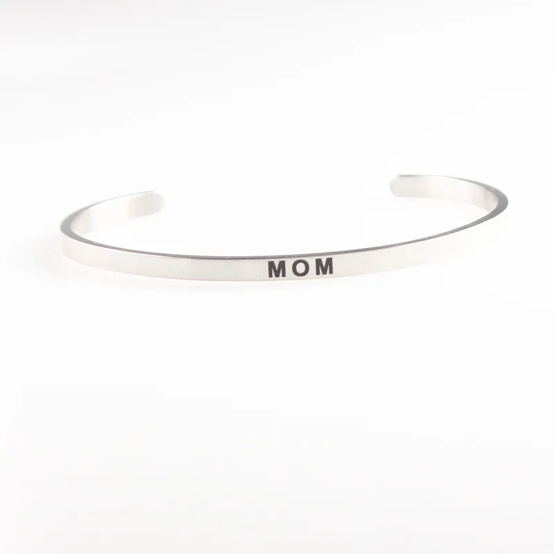 Мама гравировкой Нержавеющая сталь браслет положительный вдохновляющие цитаты
