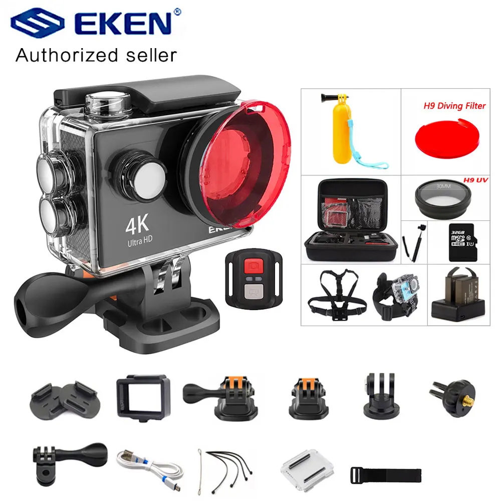 Экшн-камера eken H9 H9R wifi 4 K/30FPS 1080 p/60fps 720 P/120FPS Ultra HD мини-камера для подводной съемки Водонепроницаемая спортивная видеокамера