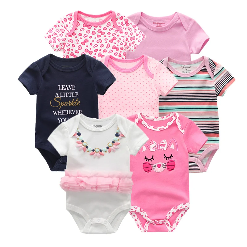 baby clothes7405 Детские летние комбинезоны, 7 шт./лот, одежда с короткими рукавами для мальчиков, комбинезоны для новорожденных девочек, хлопок, Roupas de bebe, для 0-12 месяцев, для новорожденных - Цвет: baby clothes7405