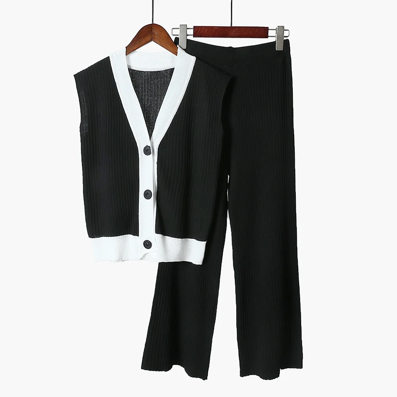 Новые Элегантные Женская одежда 2018 Повседневное короткие свитера + штаны