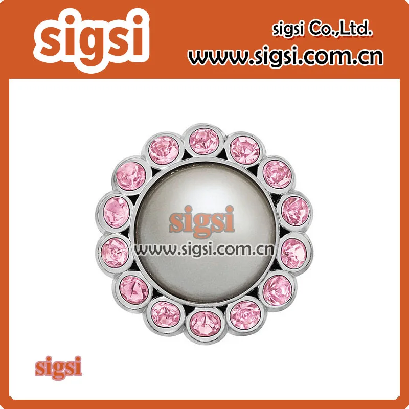 

Visual pink flower shape crystal acrylic rhinestone button