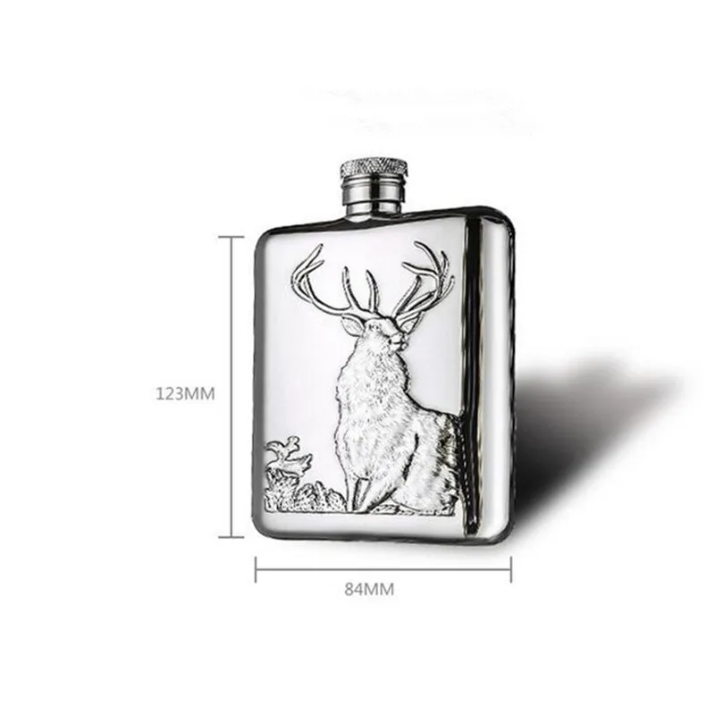 Плоская фляжка из нержавеющей стали 6OZ F 304 рельефная 6 унций карманная для водки