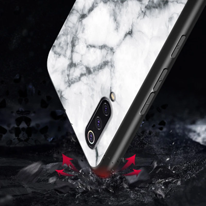 Tempered Glass Case For Xiaomi Redmi Note 7 6 5 Pro Plus Max 3 2 Mix 6X Cover On Mi 9 SE 8 Lite A1 A2 Marble |