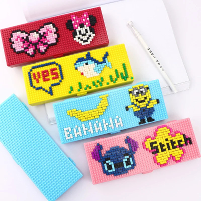 1 шт. креативные Детские сборные пластиковые строительные блоки пенал DIY