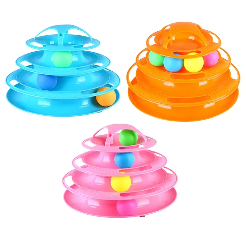Cat Turntable Upgrade Pet Colorful Toys 4-Layer 4 Bell Balls Kittens Entertainment Disc | Дом и сад