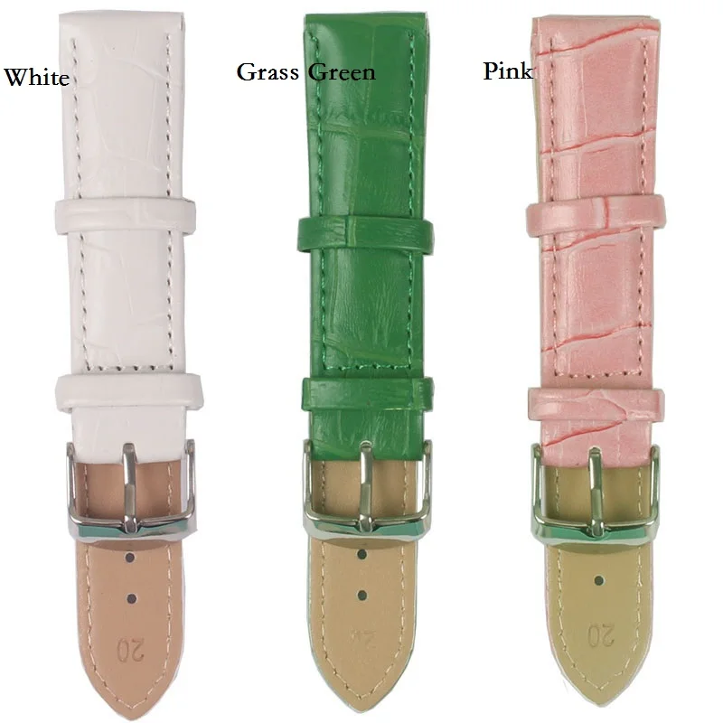 Wholesale 10pcs a lot 12 14 16 18 20 22mm Black/Brown/Red/Purple Faux Leather watchband Watch Strap Wristwatch Bands Buckle belt