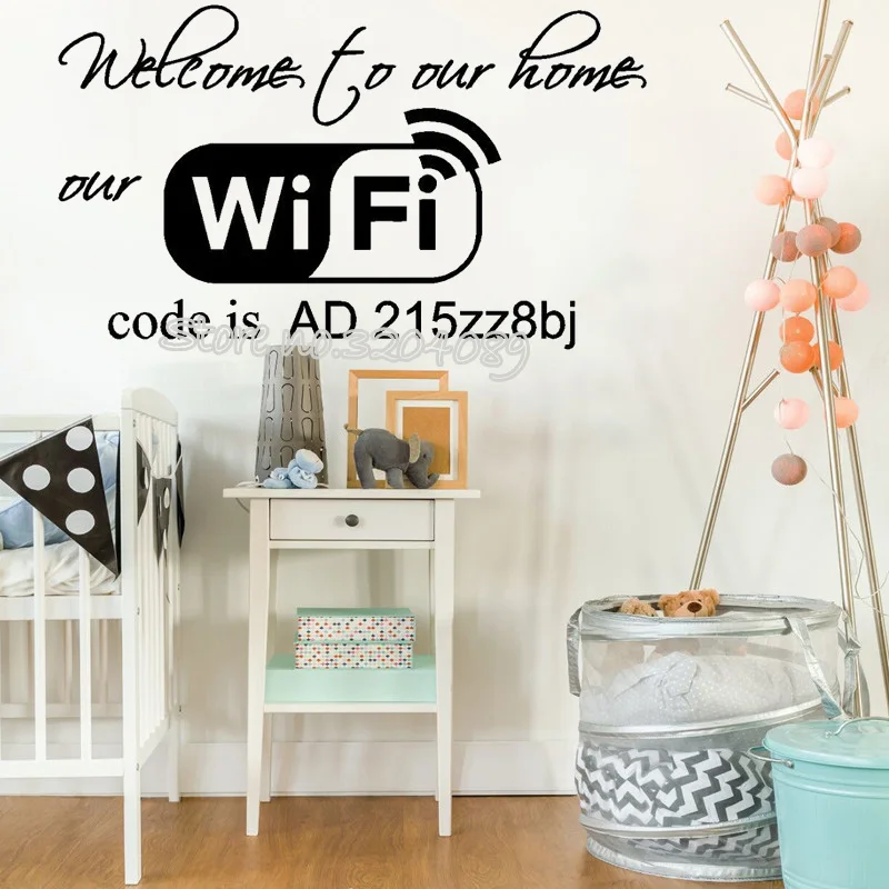 Добро пожаловать на нашу домашнюю Wi-Fi логотип наклейка стену пользовательское
