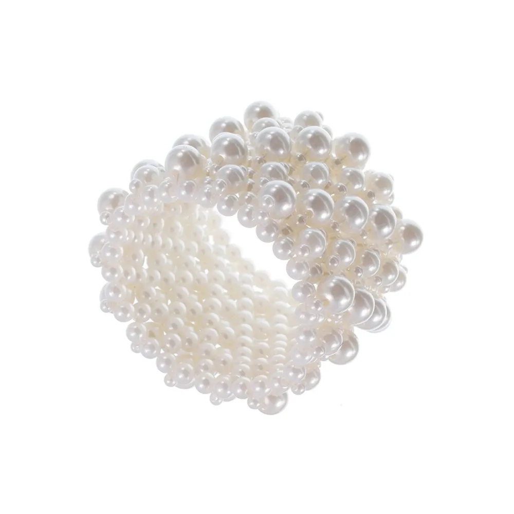 

BK Women Resin Pearl Beads Chunky Choker Cuff Charm Bracelet Jewelry