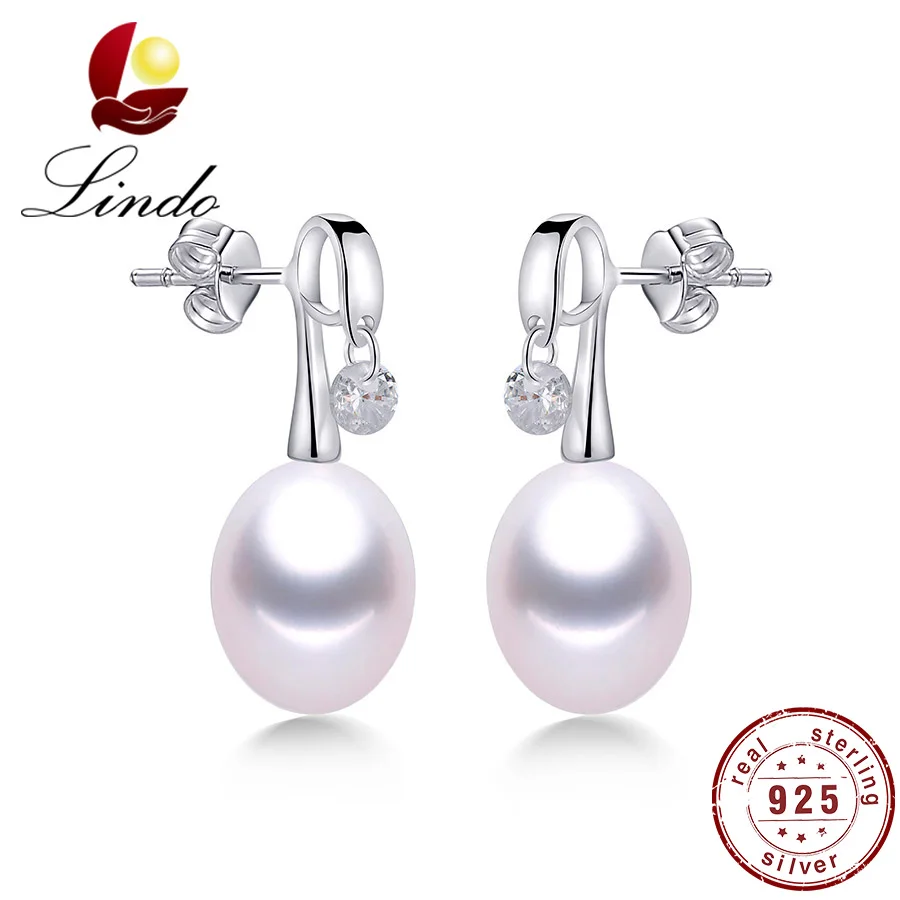 Lindo 5A, серьги-капли с натуральным пресноводным жемчугом, женская мода, 925 пробы, серебро, Женские Ювелирные изделия, твердые серебряные серьги, Висячие
