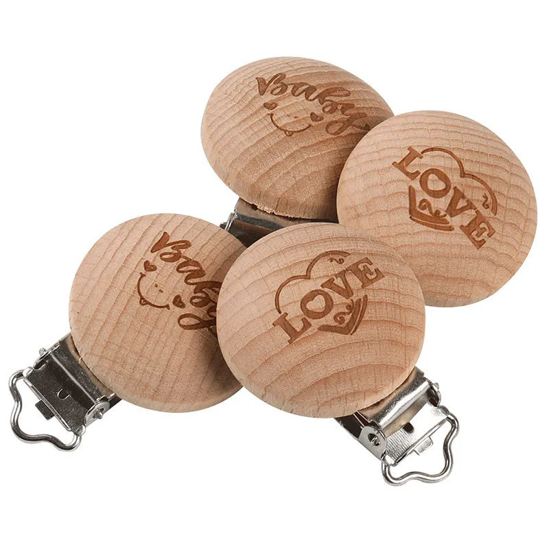 10Pcs New Baby Pacifier Clip For Holders Infant Soother Metal Beech Personalise Engrave Wood Craft Accessories Adapter | Украшения и