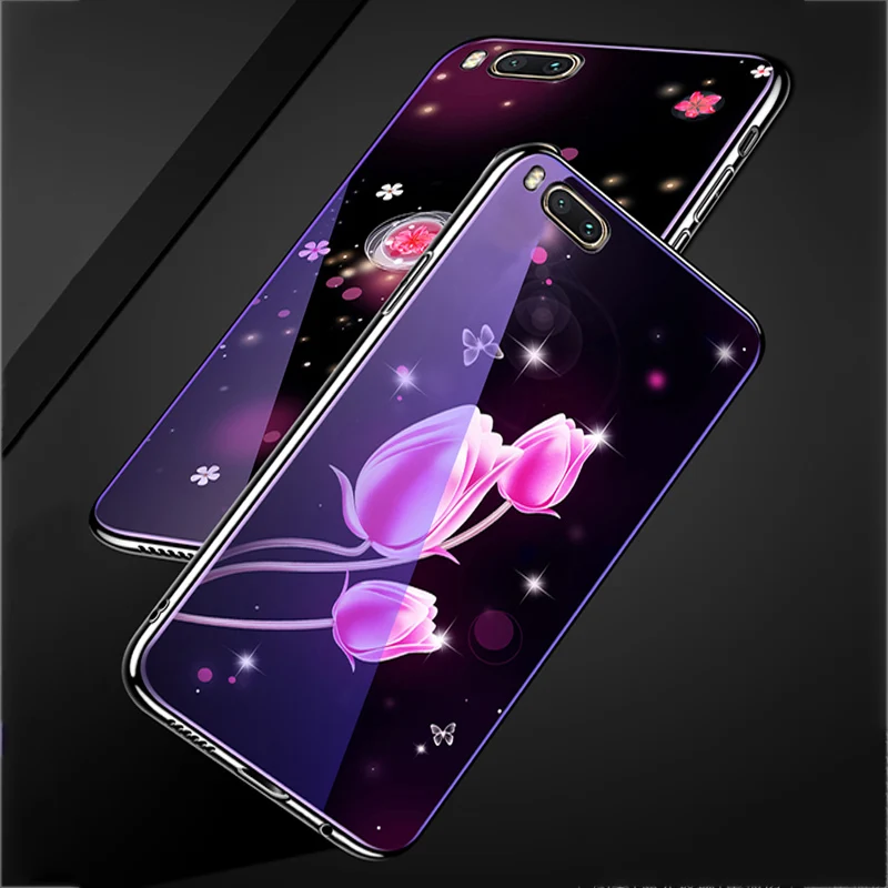 For xiaomi mi A1 case cover skin blue Tempered Glass back miA1 phone cases A 1 fundas capas | Мобильные телефоны и
