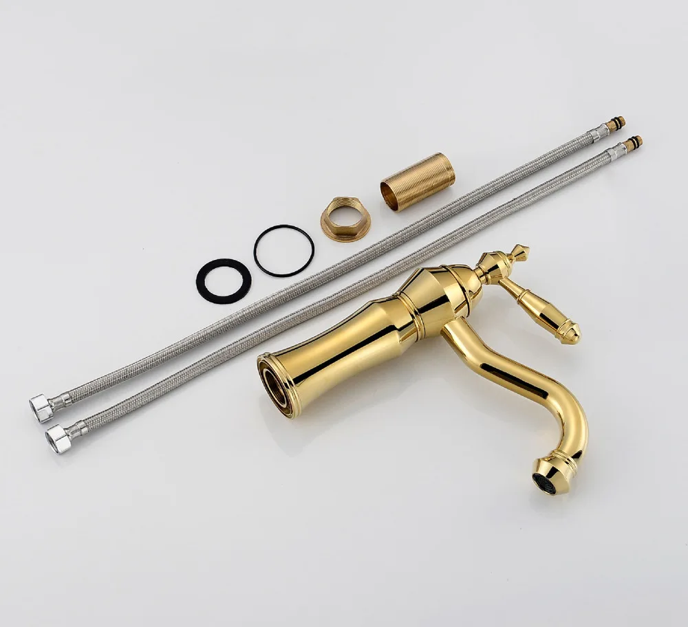 Смесители для раковины в ванную комнату латунный кран с одной ручкой золотистый