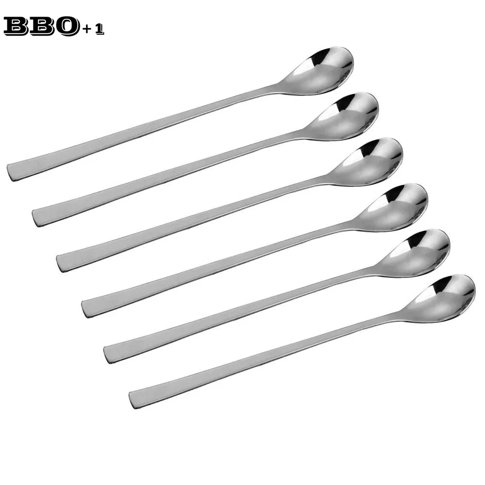 Чайная ложка из нержавеющей стали с длинной ручкой комплект кофейных ложек для