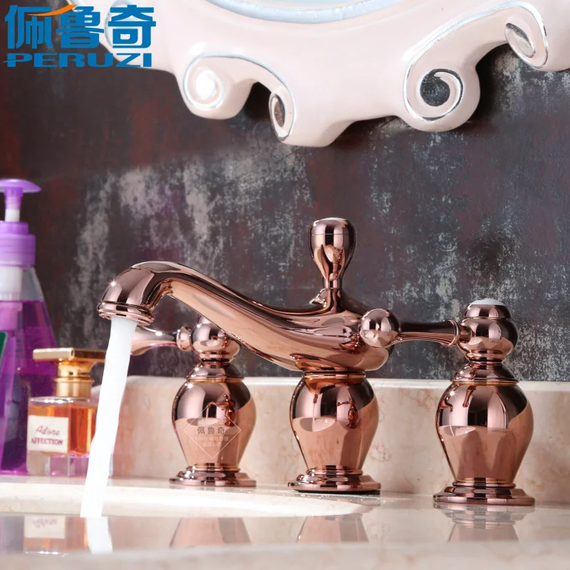 Смеситель для ванной комнаты розовое золото полностью медный европейский кран с