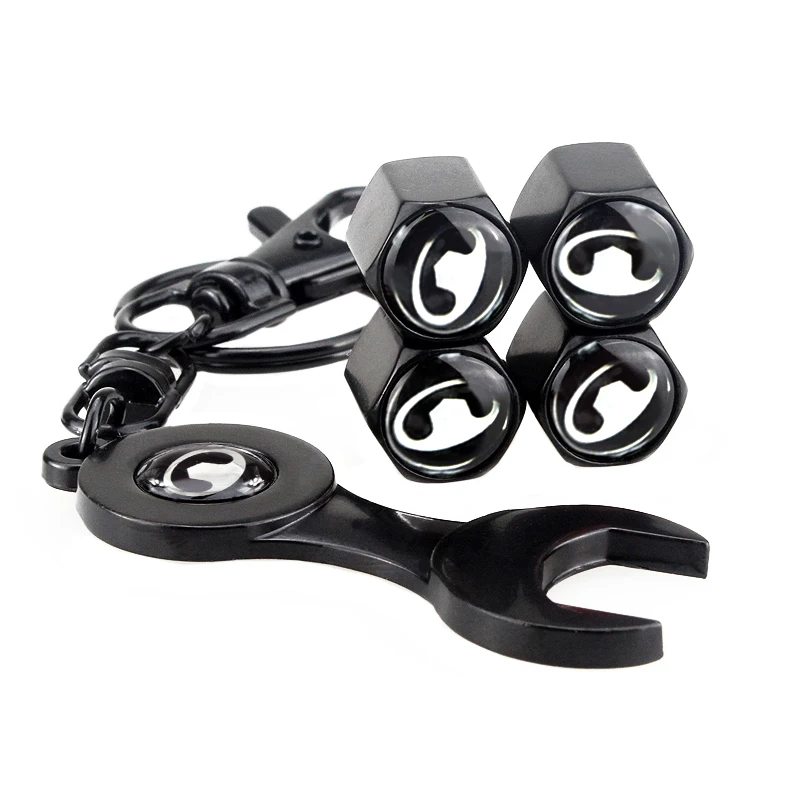 Auto Decorations Car Styling Alloy Valve Stem Caps Covers with Tool Wrench Keychain for Great Wall Hover m4 h3 h5 h6 Wingle c30 |