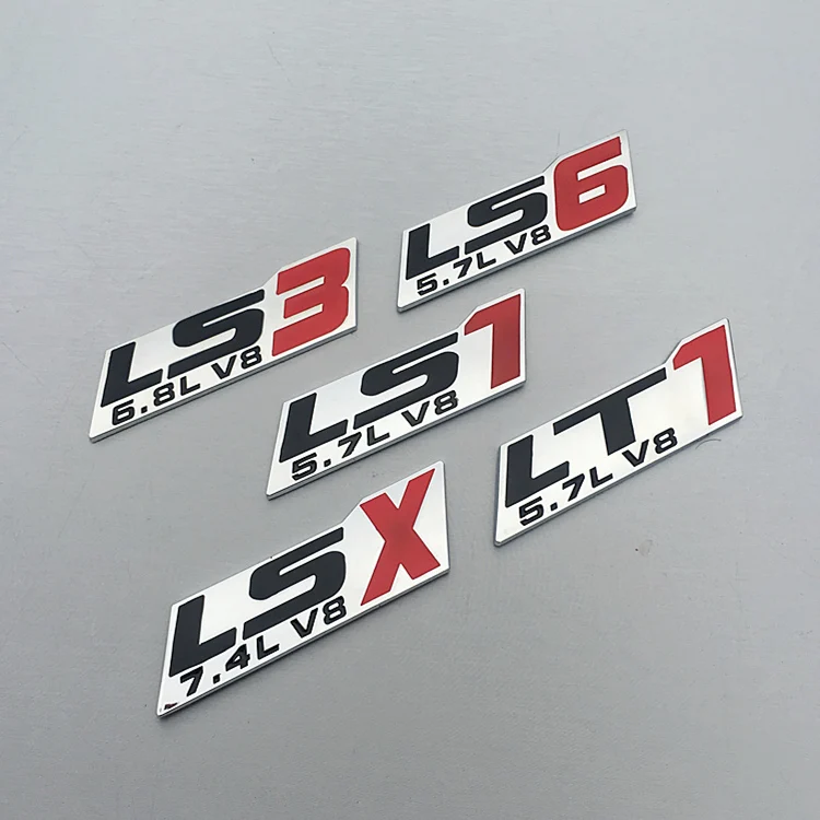 1 шт. 3D металлический LT1 LS1 LS3 LS6 LT9 LSX 5.7L 6.8L 7.4L V8 значок боковой эмблемы заднего перемещения украшения автомобиля наклейки для стайлинга автомобиля