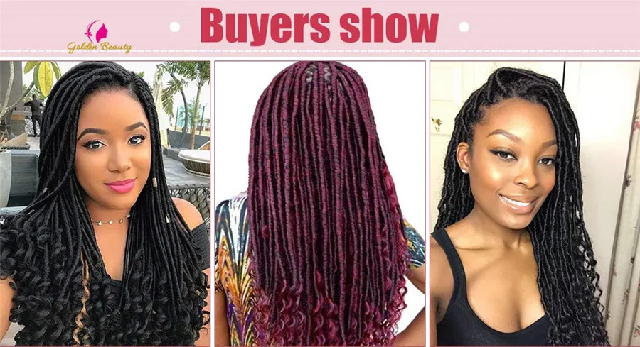 Золотая красавица 1" мягкие Faux locs Curly End вязание крючком плетение волос синтетические волосы наращивание 12 корней/упаковка богиня замки