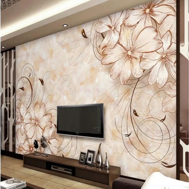 Wellyu индивидуальные большие фрески Европейский тонкий узор гостиная Мрамор ТВ