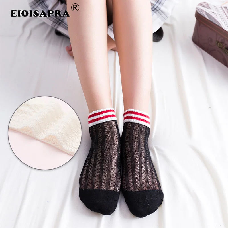 Женские Дышащие сетчатые носки [EIOISAPRA] в стиле Харадзюку черно белые полоску с