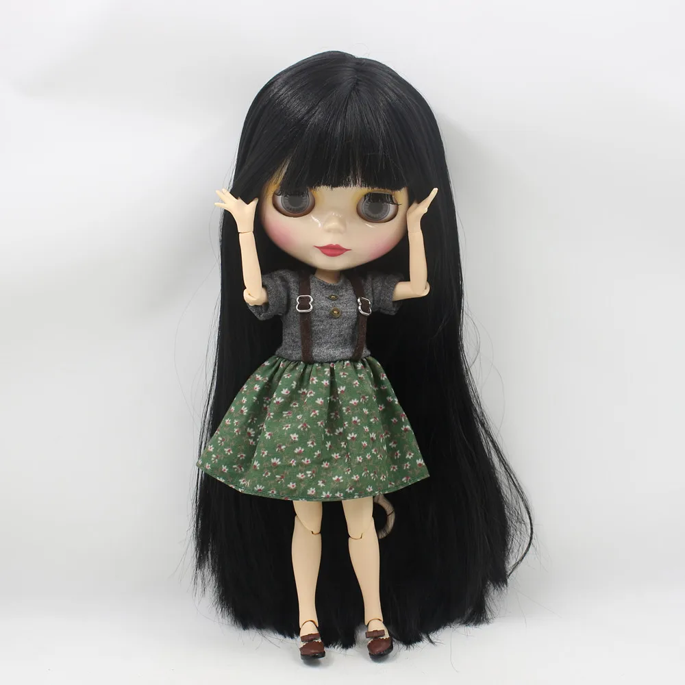 ICY DBS шарнирная кукла Blyth Игрушка Черный прямой длинный волос белая кожа