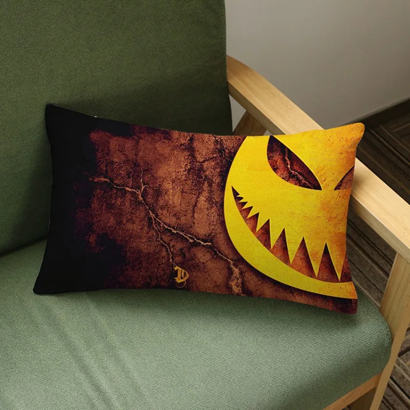 Прямоугольная поясничная подушка для Хэллоуина с тыквой лицом чехол наволочка