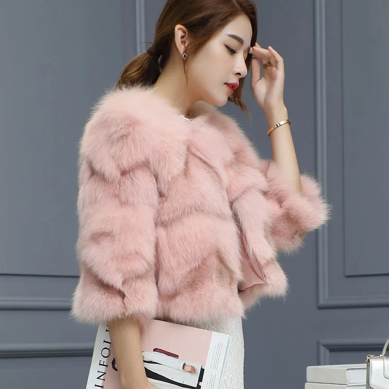 Шуба женская из натурального Лисьего меха модная верхняя одежда - купить по