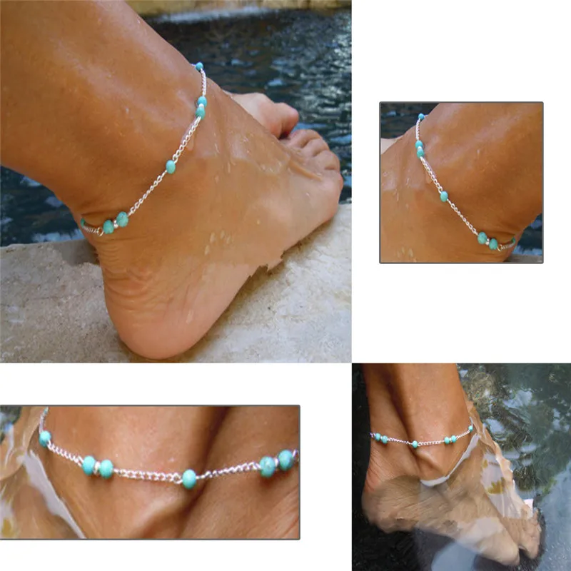 Аксессуары для ног ювелирные изделия красивые бусины из зеленого камня