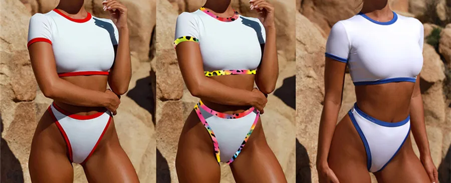 Bikinis Sports Swimwear Women Swimming Brazilian Bikini Thong Bathers Female T-shirt Swimsuit Bathing Suit Two-piece Suits