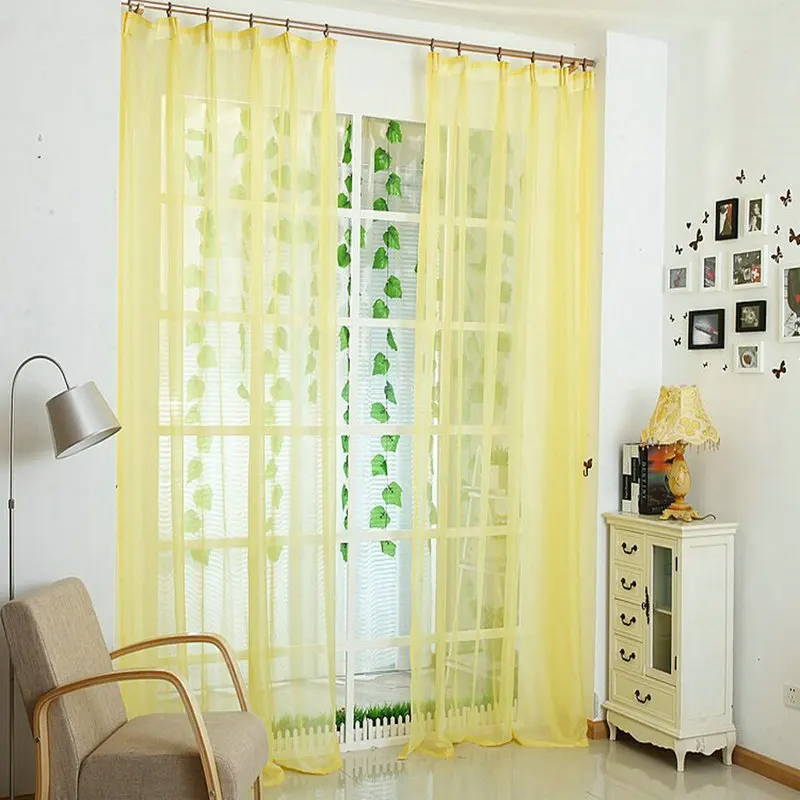 Color No 10 Прозрачная Тюль окна Шторы для Гостиная Кухня Современный узор вуаль с яркими Цвет для декора окна минималистский стиль - Цвет: Color No 10