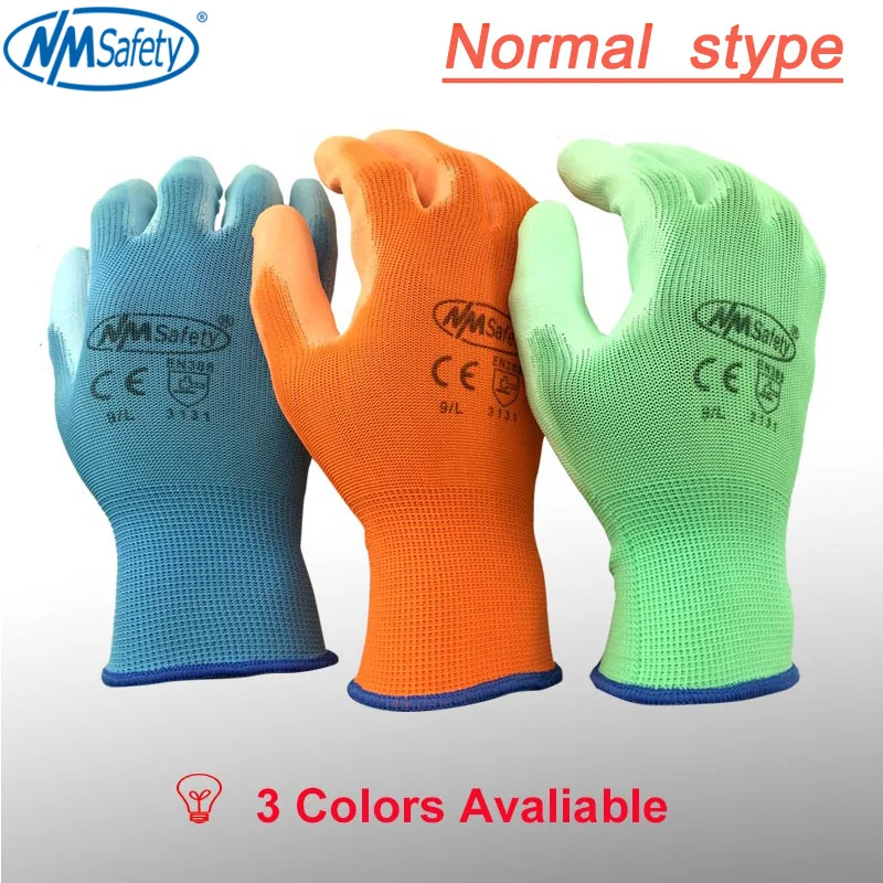 Рабочие перчатки NM из ПУ кожи с покрытием ладонью 12 пар|nylon work gloves|work gloveswork gloves