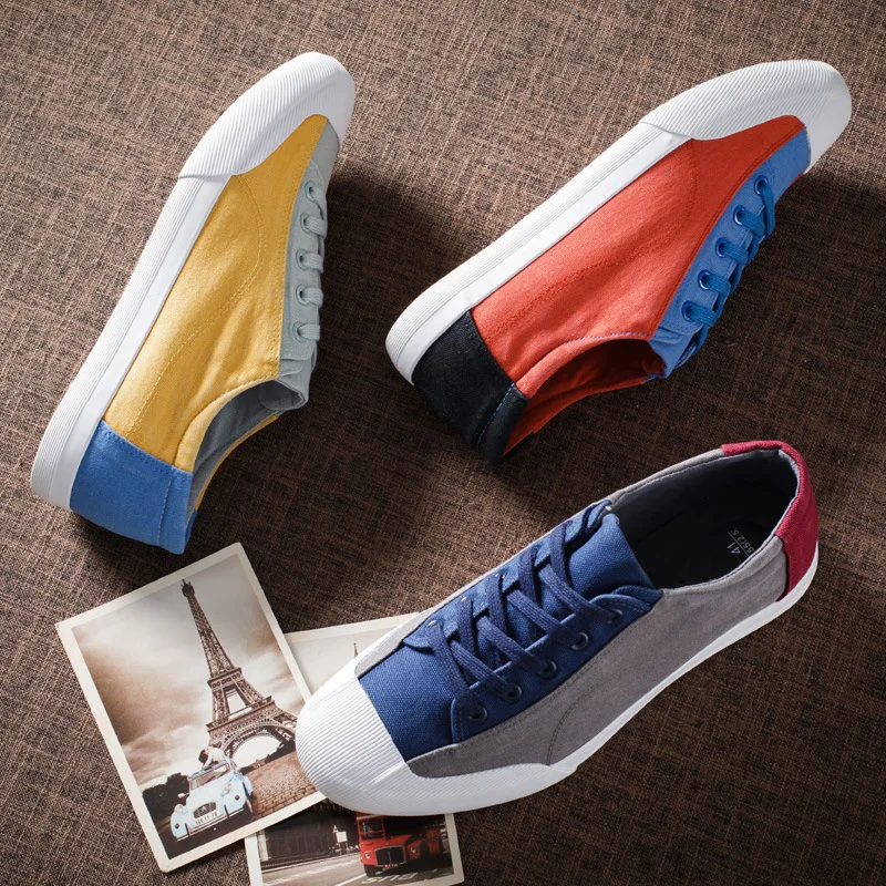 New Summer Canvas Shoes Men Breathable Low Lace Up Casual Retro Mixed Color High Quality Stylish Antiskid Male Sneakers | Обувь