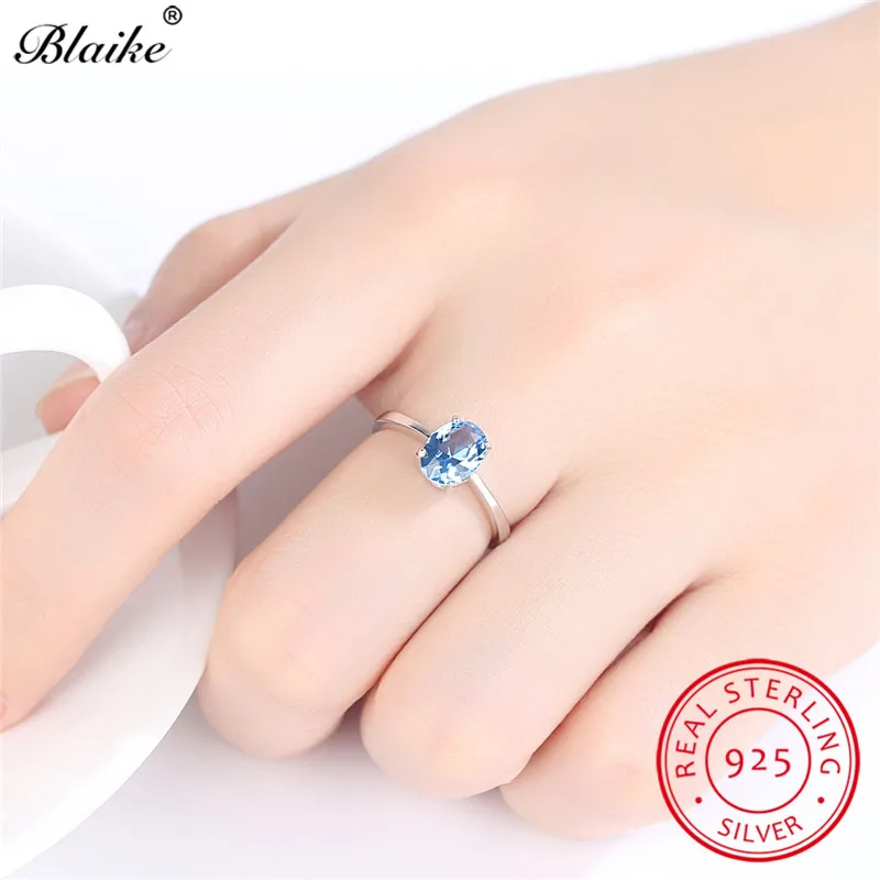 Обручальные кольца Blaike с голубым топазом для женщин из стерлингового серебра 925