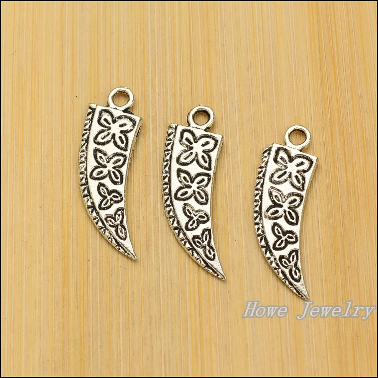 

110PC new fashion Ox horn pendant Tibetan silver fits for European Charm Bracelet Collier DIY jewelry