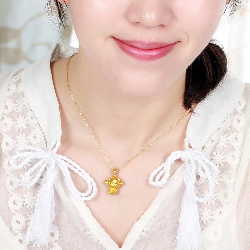 OMHXZJ Wholesale European Fashion Woman Man Party Wedding Gift Monkey 24KT Yellow Gold Necklace Pendant Charm CA274 | Украшения и