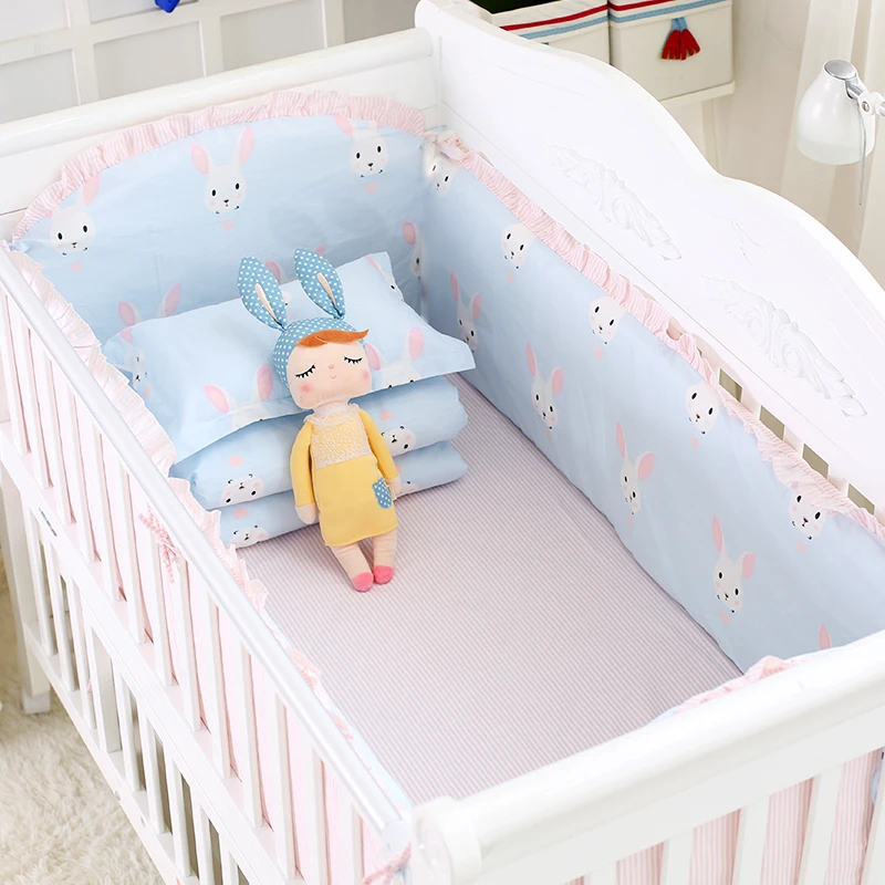 Friendly Baby Bedding Set 20 Colors Cotton Newborns Kids Bed Linens Cot Bumpers Protector Baby Quilt Cover Infant Bedding 5Pcs