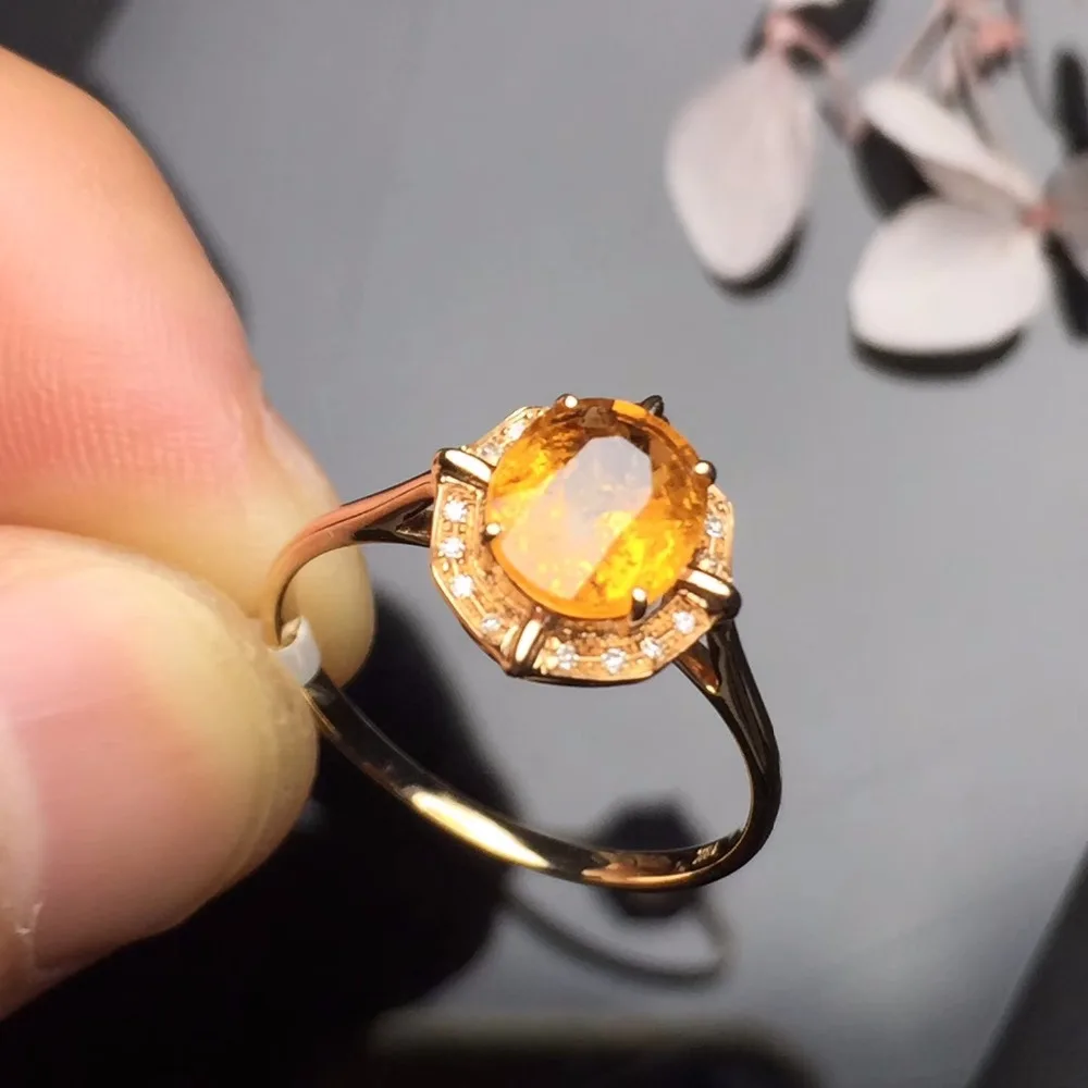 Ювелирные изделия из настоящего золота 18K G18K AU750 100% натуральный желтый Спессартин