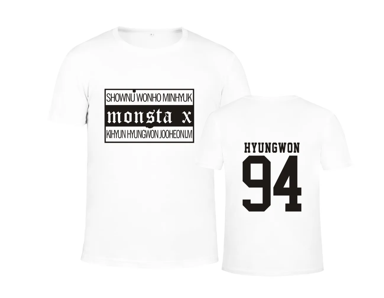 white1 KPOP Monsta X комбинация с японского концерта с тем же трендом повседневная мужская и женская футболка с короткими рукавами Прямая поставка - Цвет: white1