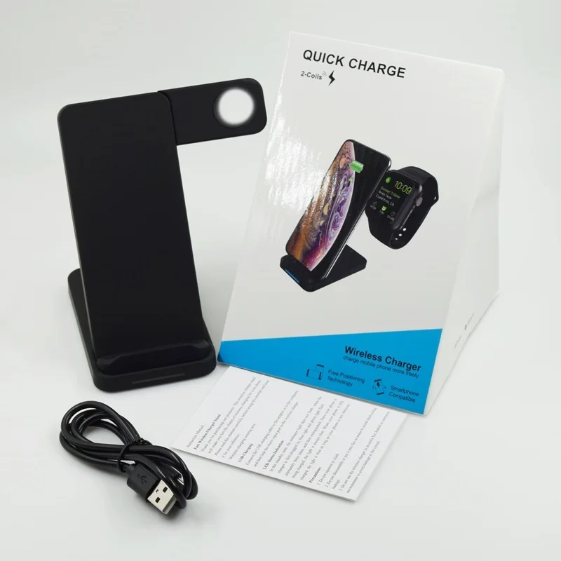 Tongdaytech 10 Вт Qi Беспроводная зарядная подставка для Iphone 11X8 XR XS Max быстрая зарядная док-станция для Apple Airpods Watch 5 4 3 2 1