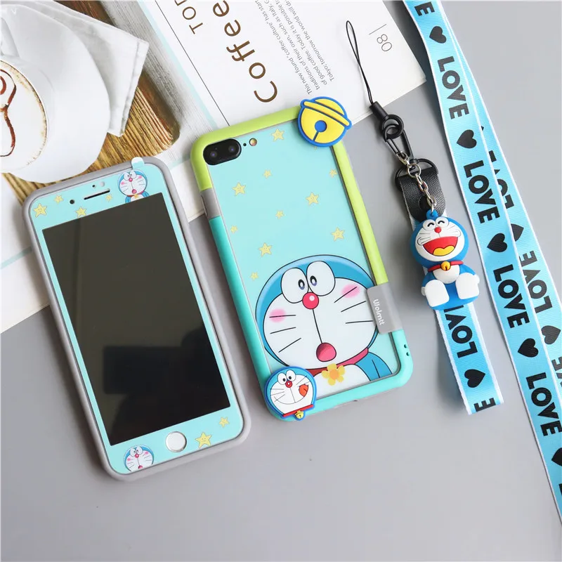 Пленка из закаленного стекла для iPhone XS max XR X Doraemon (F & B) + мягкий бампер 8plus 7 8 7P 6 6SP