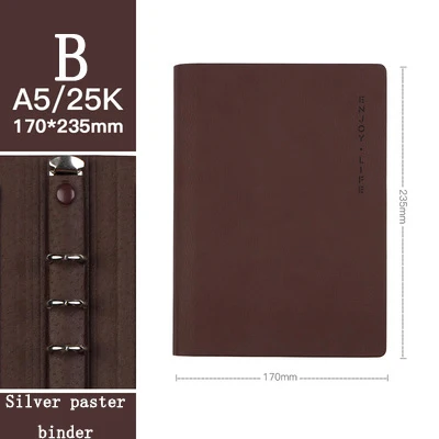 B Coffee color Кожаный переплетный спиральный офисный бизнес-блокнот высокого качества с 6 отверстиями дневник модный планировщик - Цвет: B Coffee color