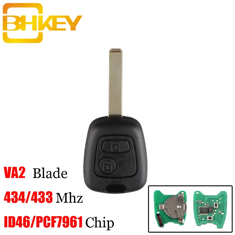 BHKEY 2 кнопки 433 МГц ID46 чип дистанционного ключа без Fob для Peugeot 307 Citroen C1 C3 сменный