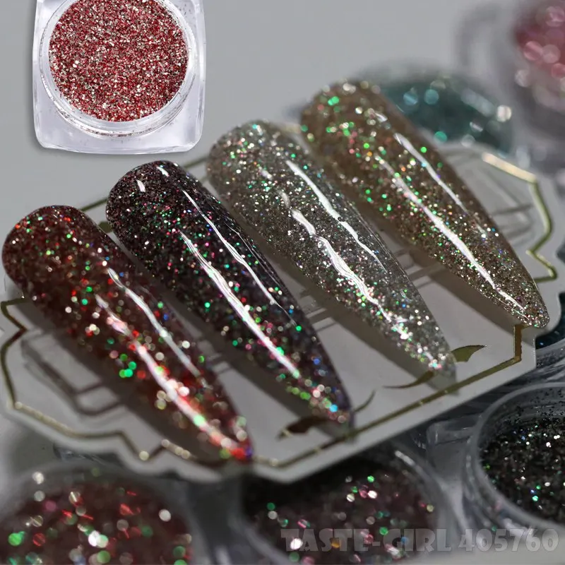 1g/Jar голографическая алмаз-блеск для ногтей Пудра для напыления Chrome пигмент пыли ногтя украшения Маникюр дизайн DIY WCF