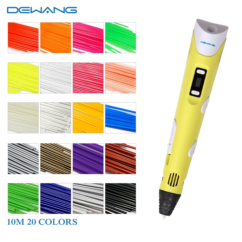 3d ручка для 3D печати яркий цвет светодиодный дисплей экран бесплатно 5 м 10 цветов